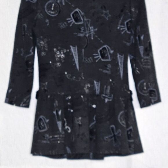 Son Jung Wan 2007 Charcoal Gray Futuristic Print Embellished Snap Front Blouse - Picture 8 of 15